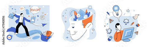 Idea generation vector illustration. Intelligence and creativity intertwine, creating DNA idea generation in business The projects heartbeat is synchronized with rhythm idea generation and development