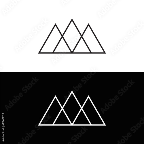 Two black solid and outline Egypt piramids silhouettes photo