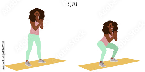 Young woman doing squat exercise
