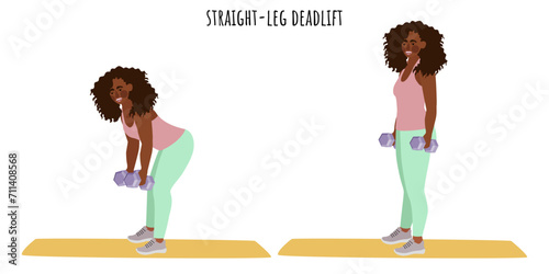 Young woman doing straight-leg deadlift exercise