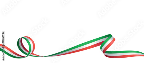Italian flag ribbon. Curly ribbon on white background.  Vector illustration.