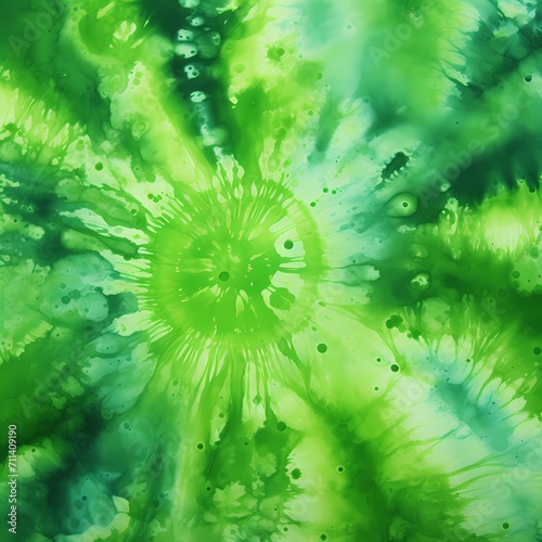 Vibrant Green Watercolor Explosion with Radiating Lines  © Pakkarada