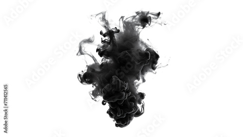 Black smoke cut out. Dark steam on transparent background. Cutout smoke