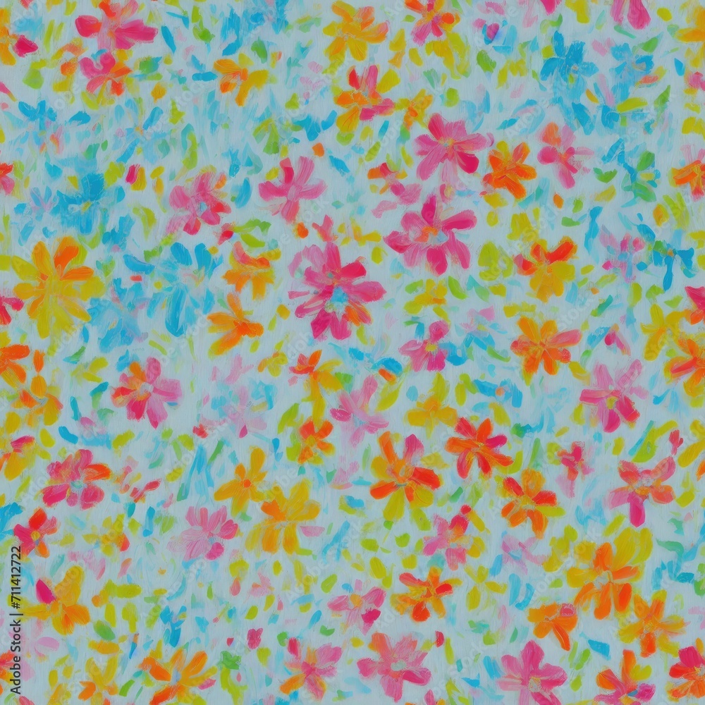 Flowers. Abstract seamless pattern. AI generated.