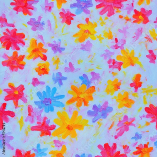 Flowers. Abstract seamless pattern. AI generated.