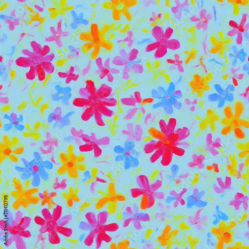 Flowers. Abstract seamless pattern. AI generated.