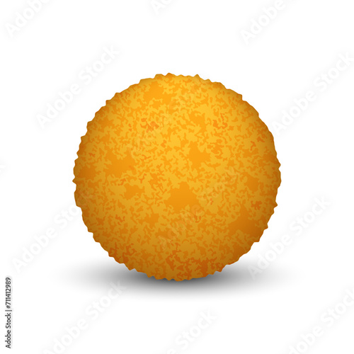 Panipuri sphere traditional Indian street food realistic vector food object isolated on white background, pani puri 3d ball deep-fried breaded.