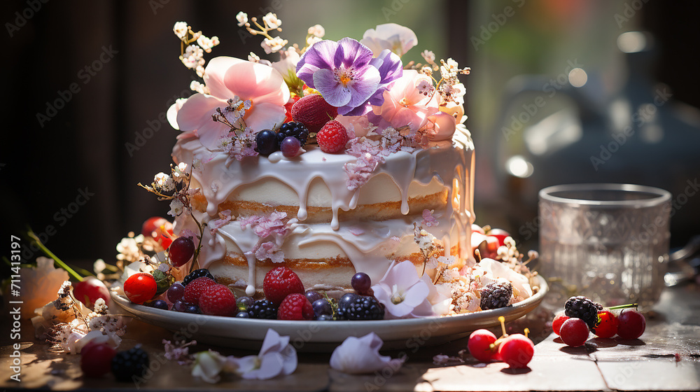 Flower cake flowers food photography beautiful delicious.