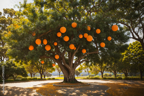 orange tree in autumn