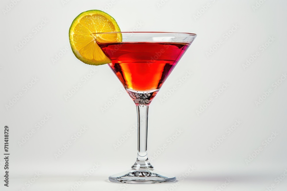 Cosmopolitan cocktail in a martini glass. Clean background. For a restaurant or bar menu