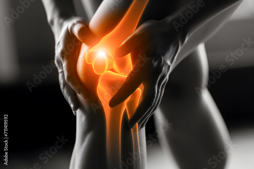 Male Athlete Having Knee Meniscal Tear Or Patellofemoral Pain Syndrome photo
