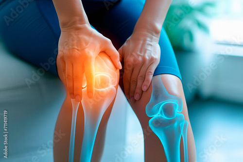 One Healthy And One Injured Knee, Meniscal Tear Concept photo