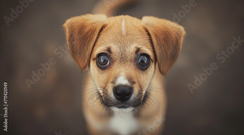 A puppy dog looking at camera tender eyes