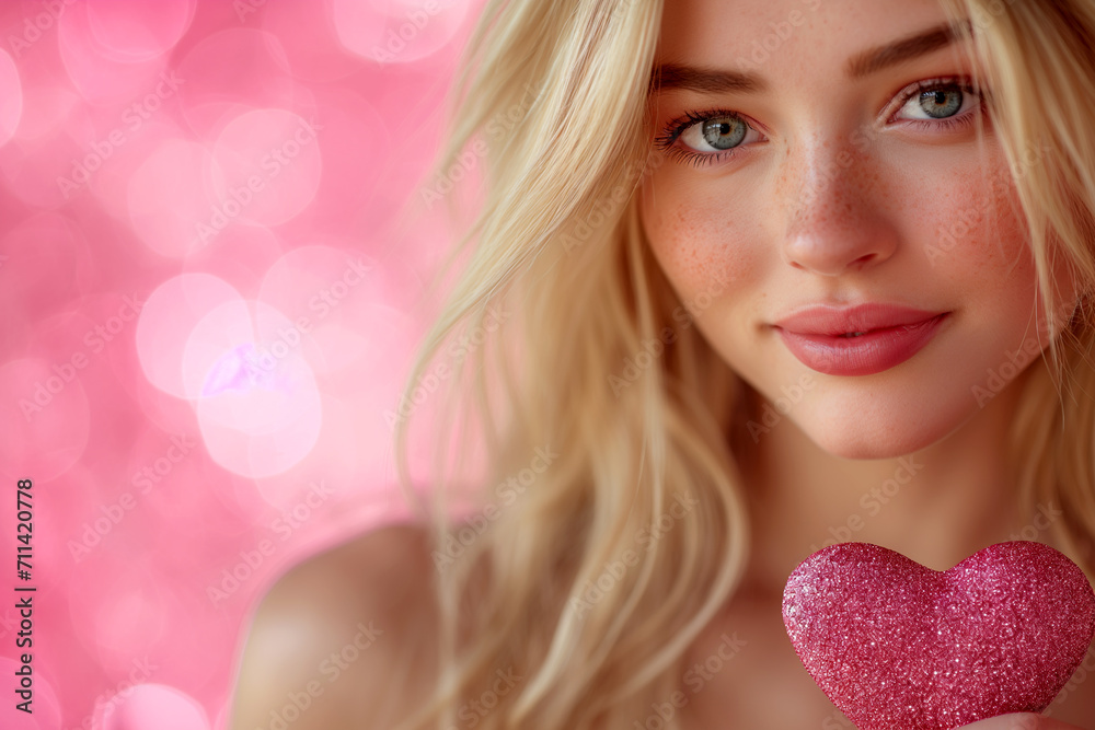 Beautiful woman holds red heart. Background for bridal card Beautiful woman holds red heart. Background for bridal card