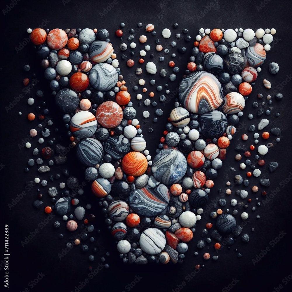 V shape made of marble pebbles. AI generated illustration V shape made of marble pebbles. AI generated illustration