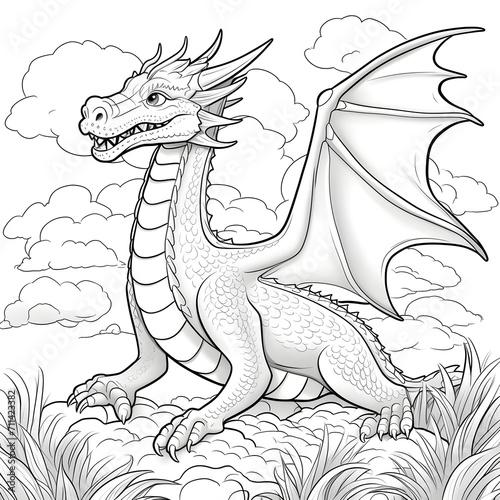 Dragon Coloring Page, Ai Generative