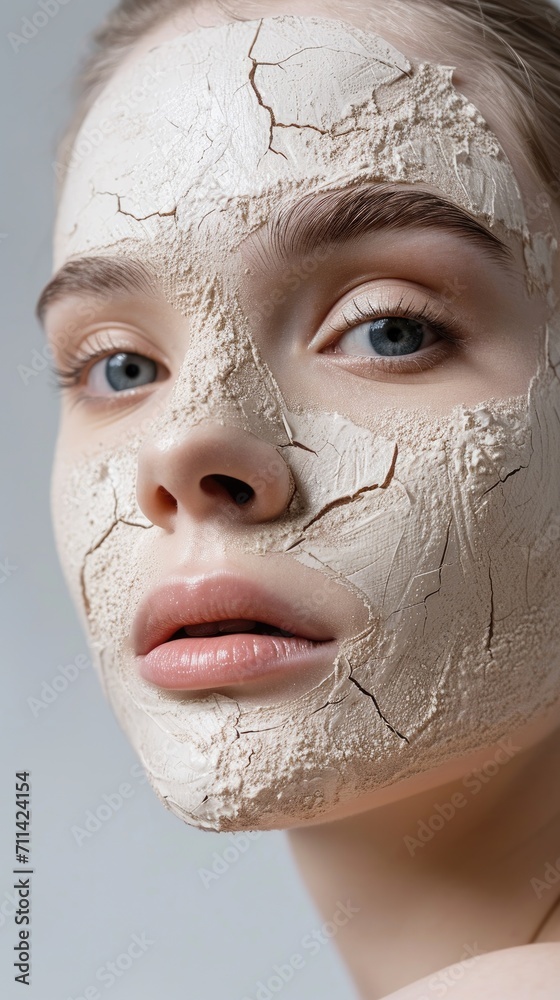 Fototapeta premium close up portrait of a woman with a dry face mask