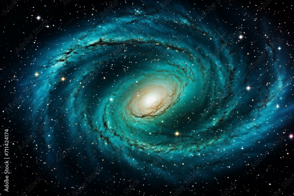 Spiral Galaxy in Space with Stars and Cosmic Dust