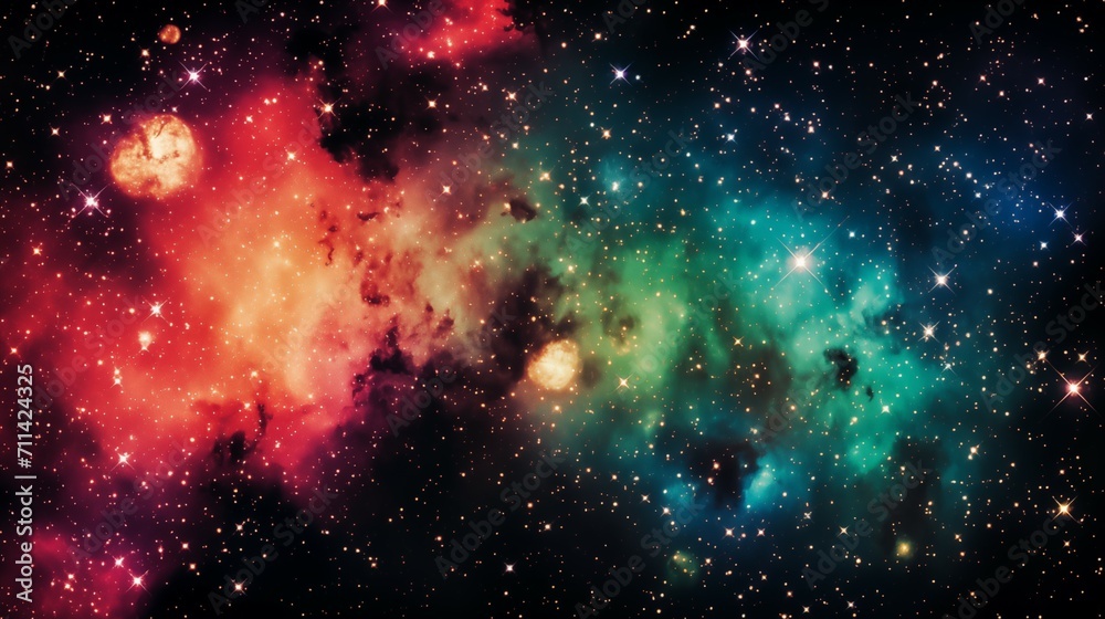 Vibrant Cosmic Nebula with Stars, Space Exploration Background