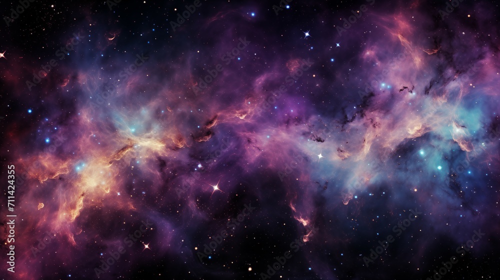Vibrant Cosmic Nebula with Stars, Interstellar Clouds in Space Vibrant Cosmic Nebula with Stars, Interstellar Clouds in Space