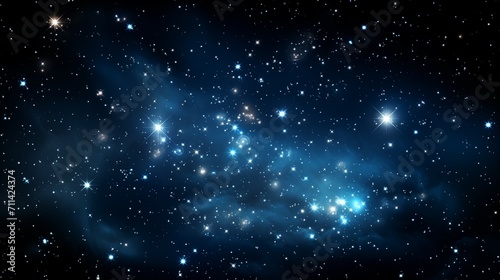 Sparkling Stars and Nebula in a Deep Blue Space