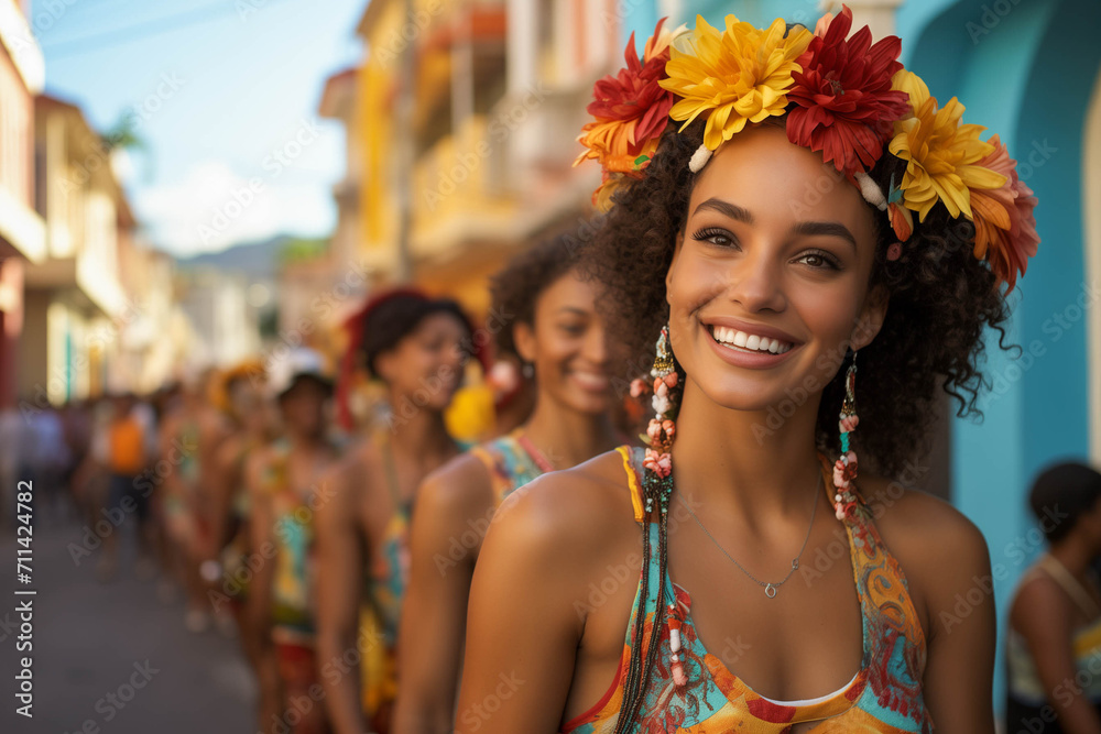 Woman In The Streets Of Brazil Celebrating Carnival Brazilian Woman