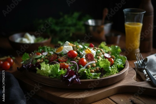 salad on table. Generative AI