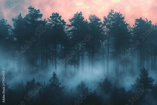 Ethereal Whispers: A Forest of Mystery in Fog