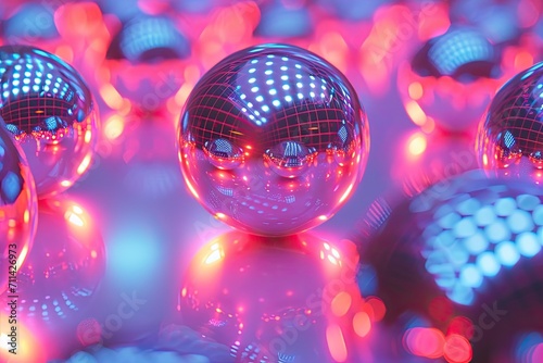 Dazzling Neon Geometric Spheres photo