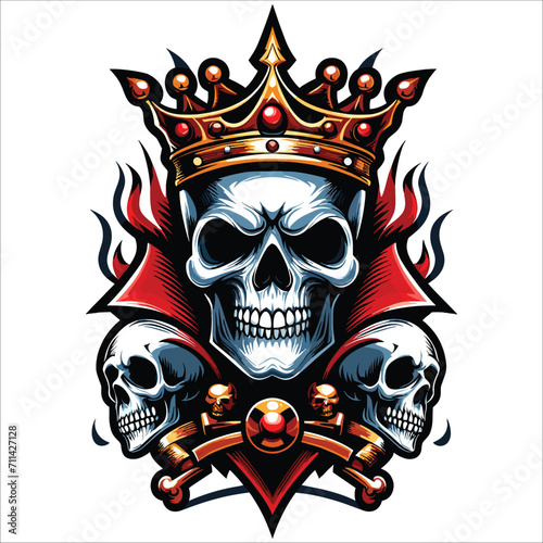 Skull king mascot logo vector illustration on white background 