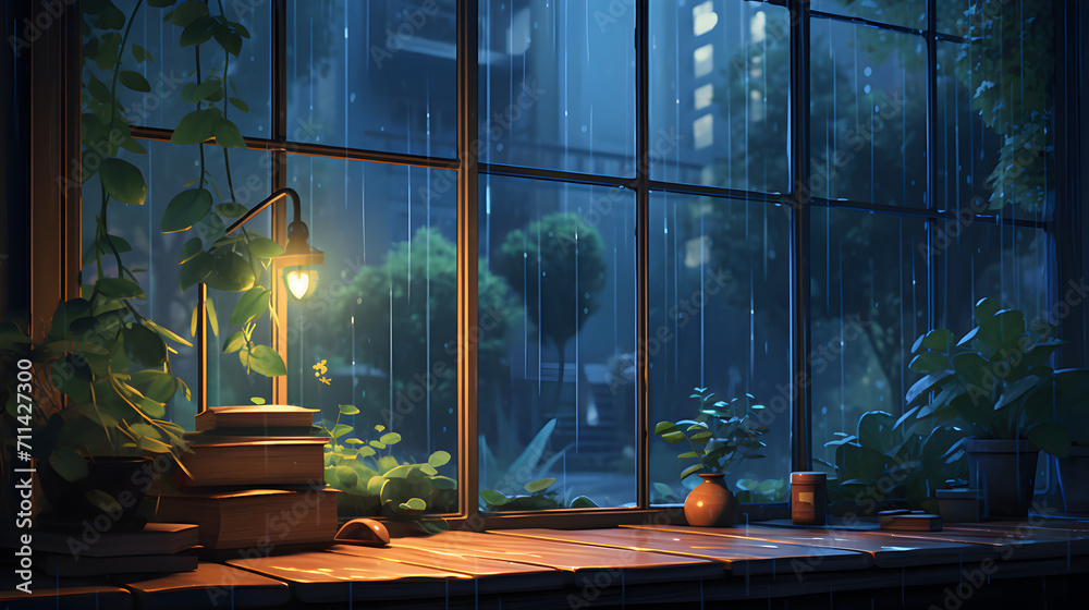 Rain falling on the window, flowing raindrops, comfortable rain sound ...