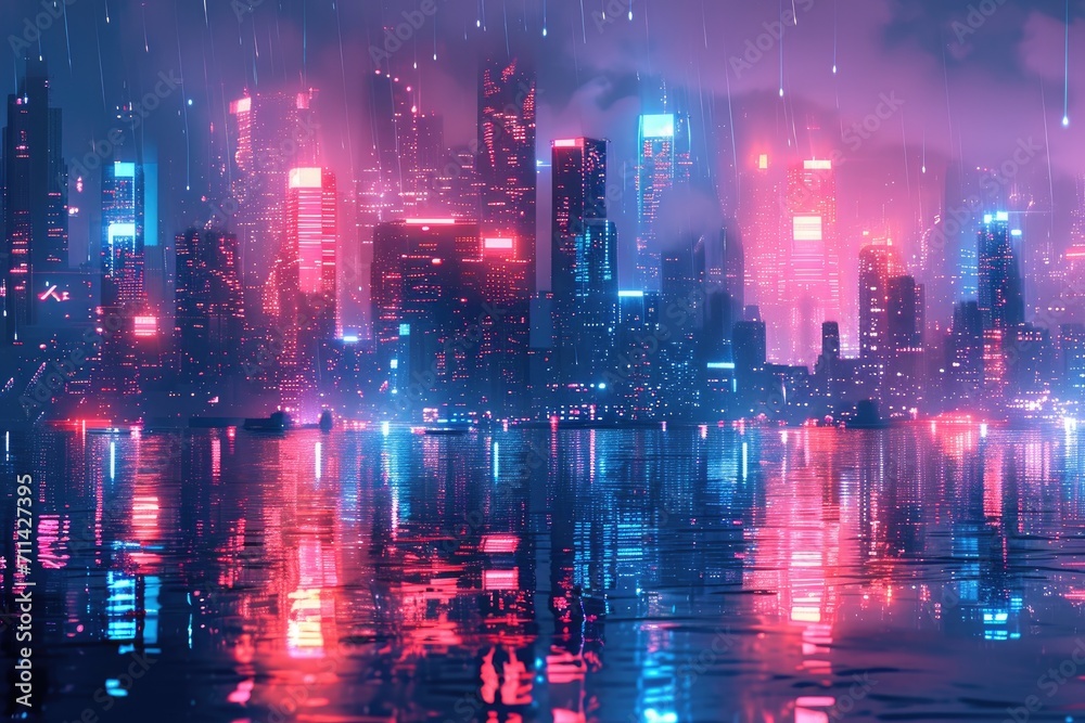 Electrifying Visions: A Glitchy Cityscape Awash with Neon Lights Electrifying Visions: A Glitchy Cityscape Awash with Neon Lights