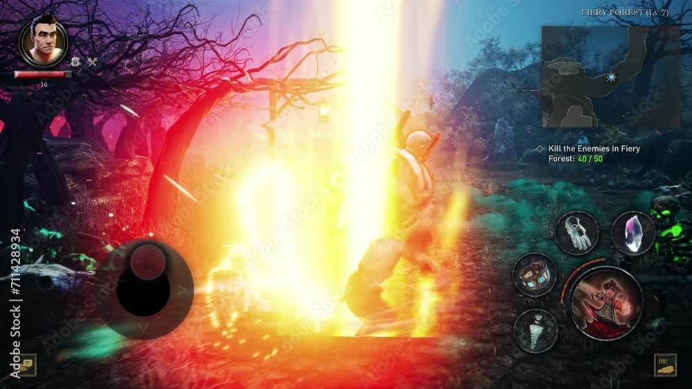 Playing the new fantasy adventure simulator video game on the mobile phone. Completing the mission in the phone video game. Destroying the powerful boss enemy monster in a phone video game.