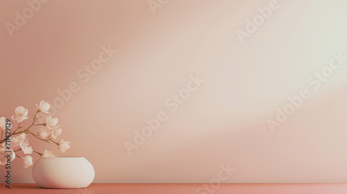 Abstract flowers and cups on the floor Pastel wall background