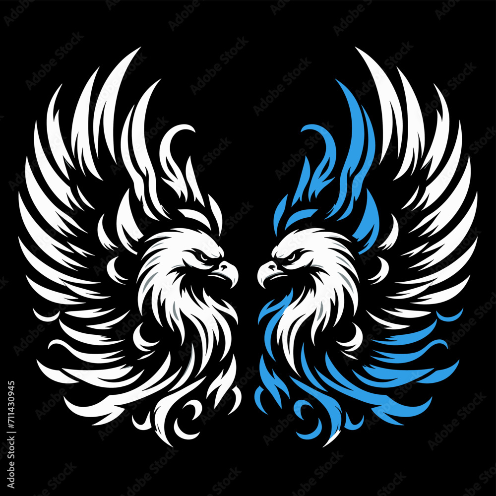 Eagle Design - Black and White and Blue  