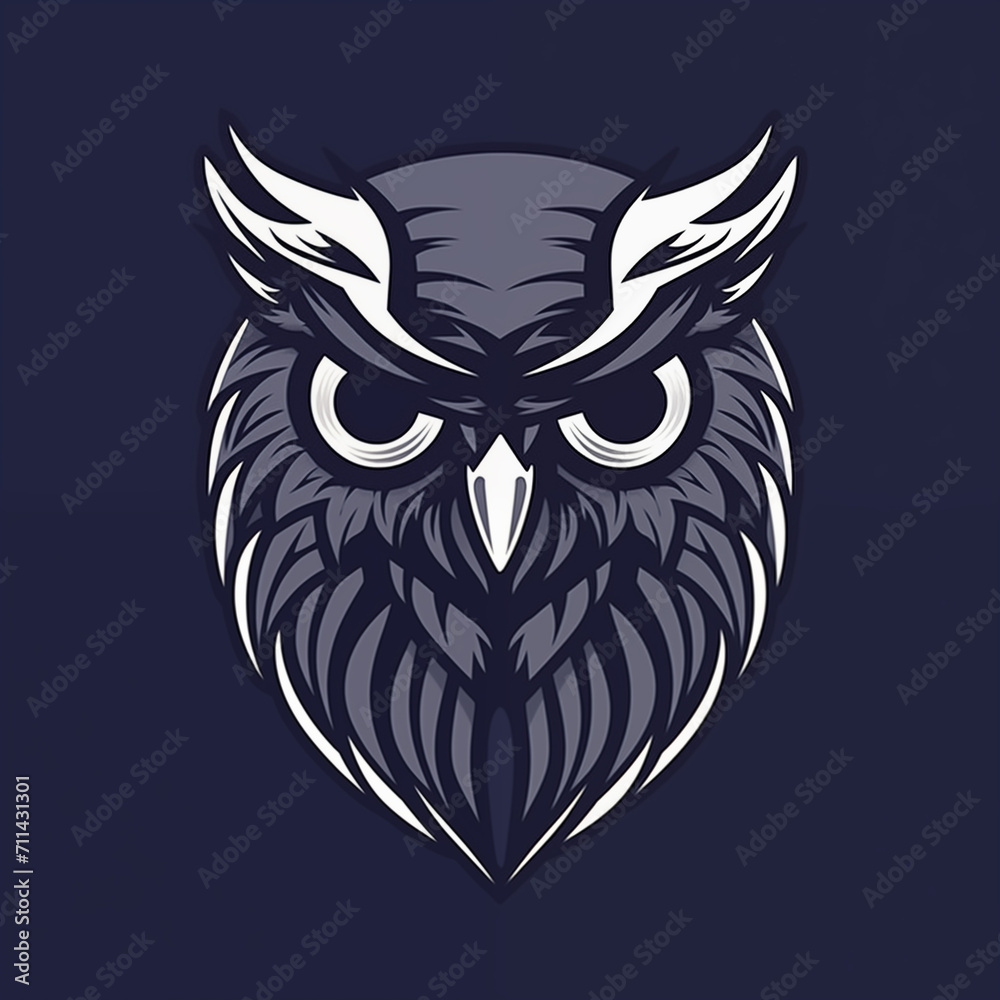 Mystic Owl Insignia: Illustrative Logo of an Owl
