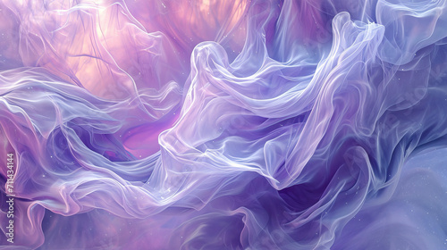 Mystical Nebula Veil: An abstract background that mimics the swirling patterns of nebulae, with layers of translucent veils in opalescent shades of violet, iridescent blue