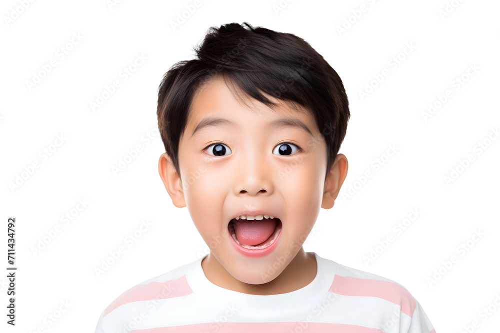 portrait with shocked face of an asian child boy isolated on white background portrait with shocked face of an asian child boy isolated on white background
