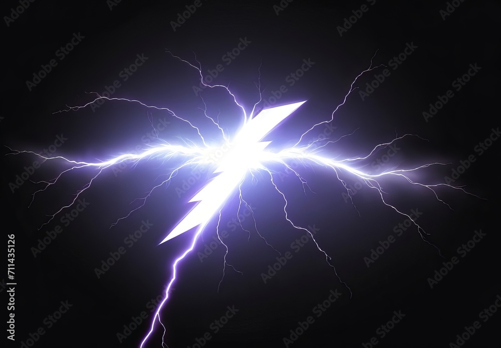 Realistic electric discharge, energy flow or lightning blast isolated on transparent background. Vector illustration.
