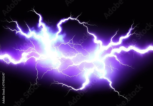 Realistic electric discharge, energy flow or lightning blast isolated on transparent background. Vector illustration. 