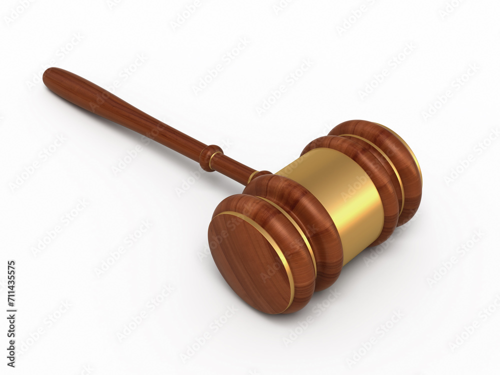 Court Gavel render (isolated on white and clipping path)

