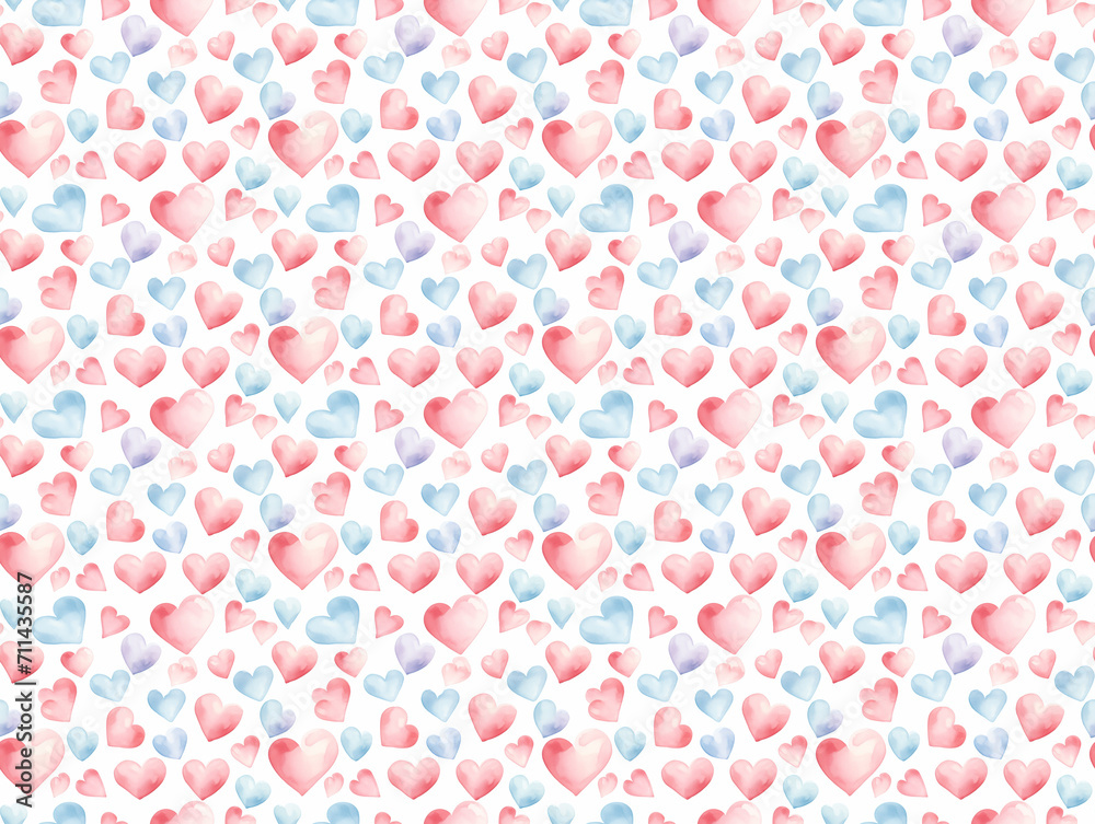 Aquarellierte Herzchen Herzen als Hintergrund Valentinstag Liebe - nahtlose kachelbare Textur
