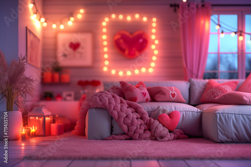 Decoration of Living room to welcome Valentine s Day
