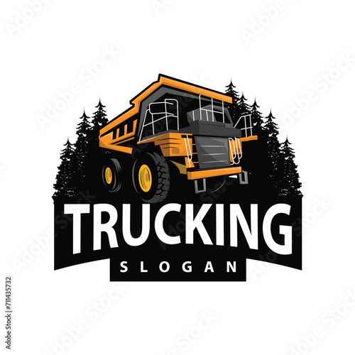 Truck logo heavy vehicle mining truck transportation design vector illustration template