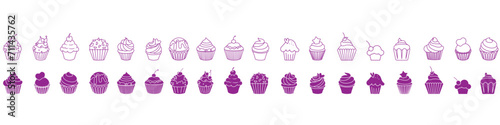 Cupcake icon vector set. Cake illustration sign collection. Sweet symbol or logo.