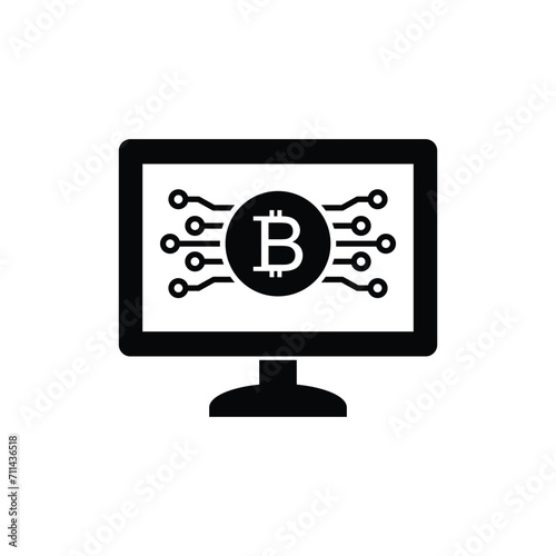 Bitcoin mining icon vector cryptocurrency icon