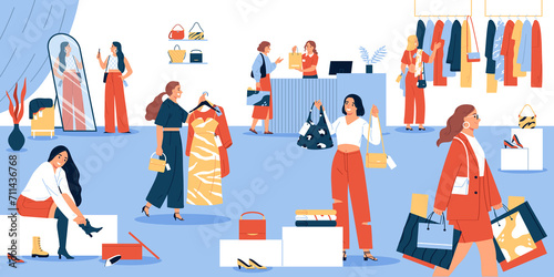 Woman shopping composition in flat design