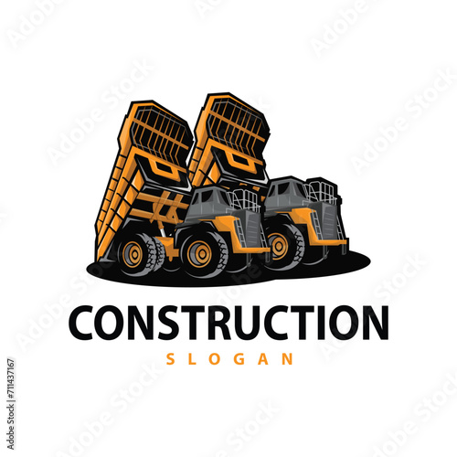 Truck logo heavy vehicle mining truck transportation design vector illustration template