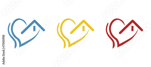 icon of heart, home, love on a white background, vector illustration