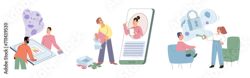 Game therapy vector illustration. Psychology and psychotherapy contribute to understanding psychological impact gaming on individuals mental well-being Game therapy combines gaming elements
